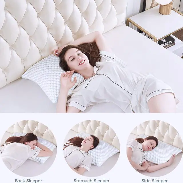 Alt view image 6 of 7 - OSBED Adjustable Cooling Shredded Memory Foam Pillows King Size Set of 2 - Temperature-Regulating for Hot Sleepers with Dual Airflow Ventilation(CertiPUR-US & Hypoallergenic & Machine Washable)