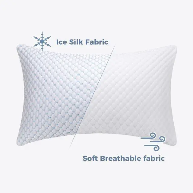 Alt view image 5 of 7 - OSBED Adjustable Cooling Shredded Memory Foam Pillows King Size Set of 2 - Temperature-Regulating for Hot Sleepers with Dual Airflow Ventilation(CertiPUR-US & Hypoallergenic & Machine Washable)
