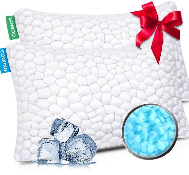 Main image of SUPA MODERN Cooling Bed Pillows for Sleeping 2 Pack Shredded Memory Foam Pillows Adjustable Pillow for Side Back Stomach Sleepers Luxury Gel Pillows Queen Size Set of 2 with Washable Removable Cover