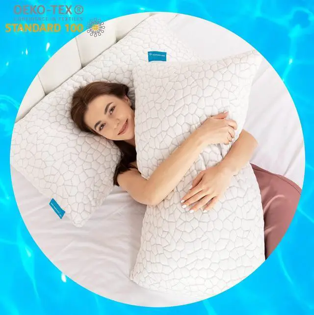 Alt view image 6 of 7 - SUPA MODERN Cooling Bed Pillows for Sleeping 2 Pack Shredded Memory Foam Pillows Adjustable Pillow for Side Back Stomach Sleepers Luxury Gel Pillows Queen Size Set of 2 with Washable Removable Cover