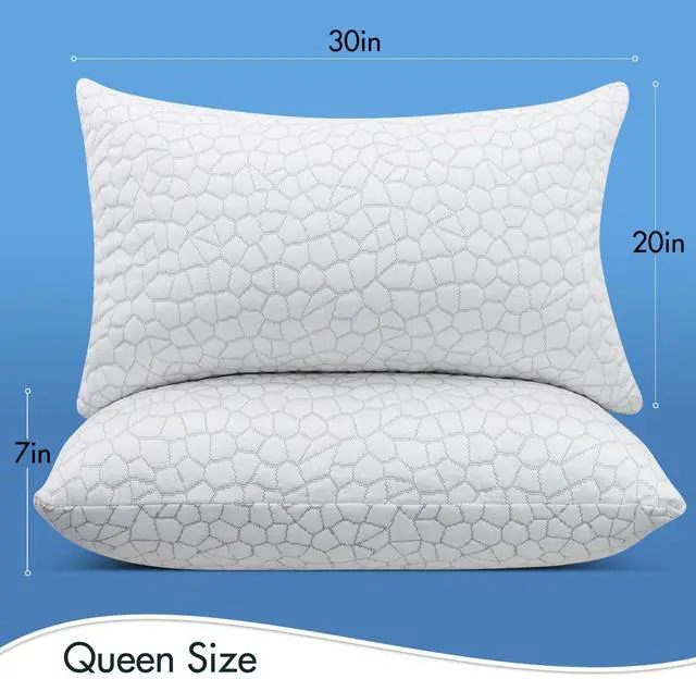 Alt view image 7 of 7 - SUPA MODERN Cooling Bed Pillows for Sleeping 2 Pack Shredded Memory Foam Pillows Adjustable Pillow for Side Back Stomach Sleepers Luxury Gel Pillows Queen Size Set of 2 with Washable Removable Cover