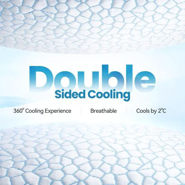 Alt view image 2 of 7 - QUTOOL Double Sided Cooling Pillow for Hot Sleepers, Shredded Memory Foam Pillows King Size Set of 2, Adjustable Soft & Firm Gel Bed Pillow for Side, Back, Stomach Sleepers