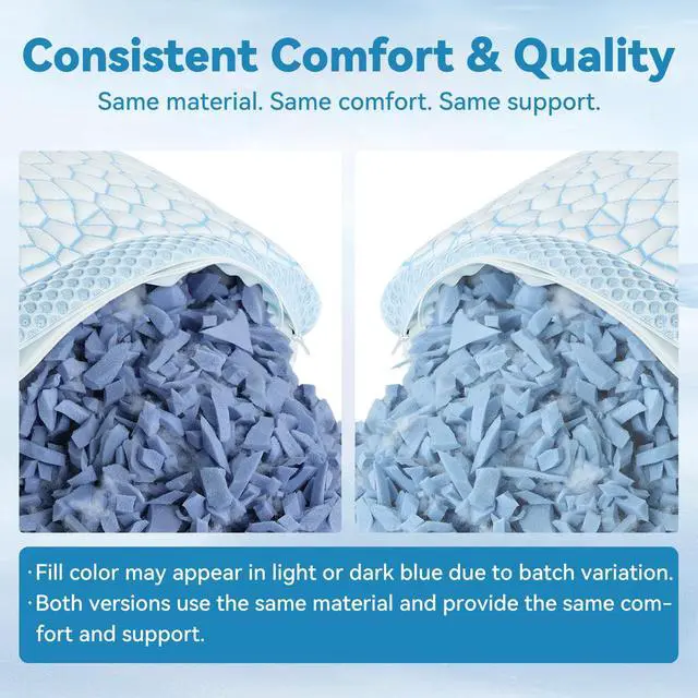 Alt view image 5 of 7 - QUTOOL Double Sided Cooling Pillow for Hot Sleepers, Shredded Memory Foam Pillows King Size Set of 2, Adjustable Soft & Firm Gel Bed Pillow for Side, Back, Stomach Sleepers