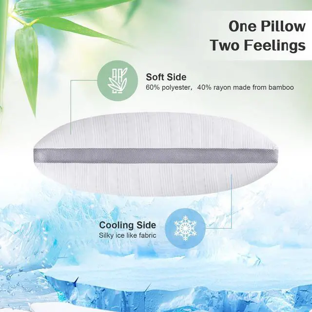 Alt view image 3 of 7 - Meoflaw Cooling Pillows King Size Set of 2,Shredded Memory Foam Bed Pillows for Sleeping, Supportive Pillows for Back & Side Sleepers,Adjustable King Size with Removable Cover