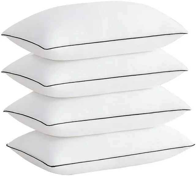 Main image of Acanva Cooling Bed Pillows for Sleeping, Luxury Hotel Quality 3D Microfiber Filling with Breathable Cover for Side Back and Stomach Sleepers, Reduces Neck Pain,King (Pack of 4), Black