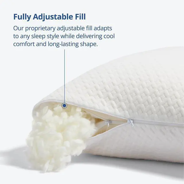 Alt view image 3 of 7 - Cosy House Collection Luxury Rayon Derived from Bamboo Shredded Memory Foam Pillow - Adjustable & Removable Fill - Cool & Breathable Cover with Zipper for Side, Back, & Stomach Sleepers (Queen)