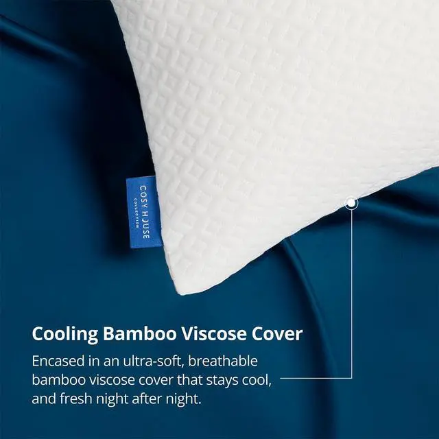 Alt view image 4 of 7 - Cosy House Collection Luxury Rayon Derived from Bamboo Shredded Memory Foam Pillow - Adjustable & Removable Fill - Cool & Breathable Cover with Zipper for Side, Back, & Stomach Sleepers (Queen)