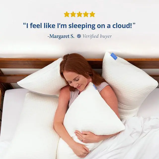 Alt view image 7 of 7 - Cosy House Collection Luxury Rayon Derived from Bamboo Shredded Memory Foam Pillow - Adjustable & Removable Fill - Cool & Breathable Cover with Zipper for Side, Back, & Stomach Sleepers (Queen)