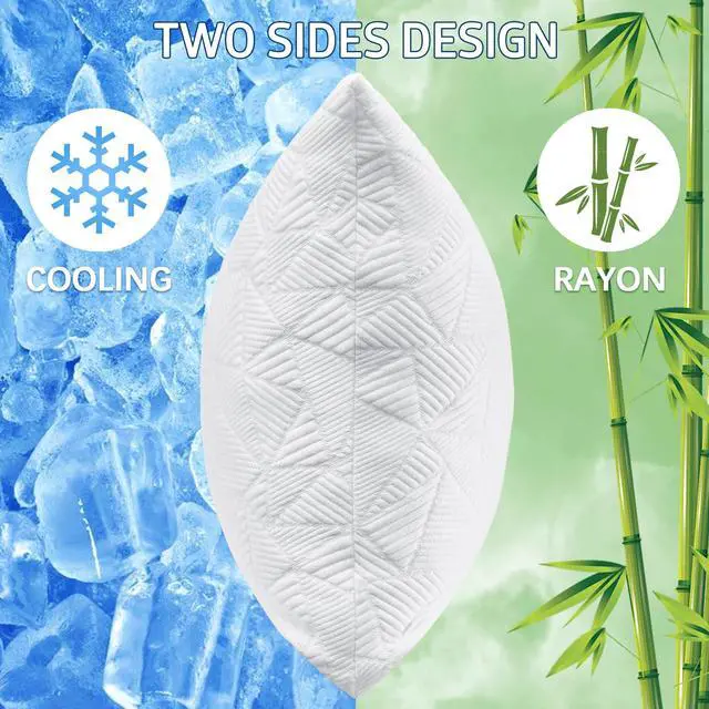 Alt view image 2 of 7 - BETU Cooling King Size Pillows Set of 2, Shredded Memory Foam Cool Pillows for Hot Sleepers, Adjustable Firm Soft Support Bed Pillows Perfect for Back Neck Pain and Side Sleeping with Cover, White