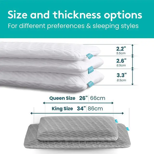 Alt view image 7 of 7 - BLISSBURY 3.3 Inch Cooling Super Thin Pillow for Sleeping | Flat for Stomach & Back Sleeper | Cooling Memory Foam to Provide Comfort When Resting | Removable Cool-to-Touch Pillow Case