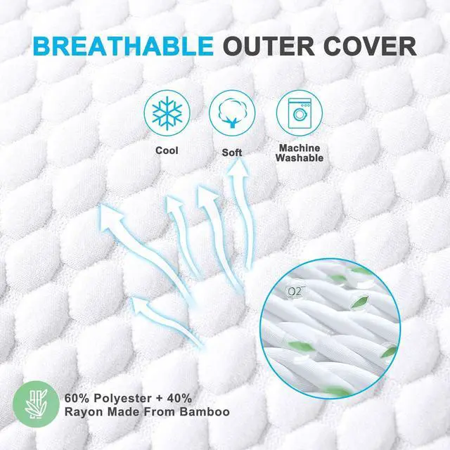 Alt view image 6 of 7 - VVZ Cooling Bed Pillows Queen Size Set of 4, Shredded Memory Foam Pillows Cool Cold Pillow for Side Back Stomach Sleepers