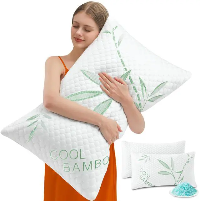 Main image of DGPEAR Cooling Pillows, Shredded Memory Foam Pillows King Size Set of 2 Adjustable Firm Bamboo Bed Pillows for Hot, Side, Back and Stomach Sleepers