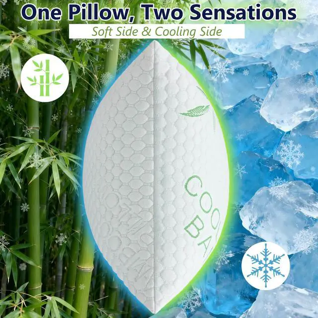 Alt view image 5 of 7 - DGPEAR Cooling Pillows, Shredded Memory Foam Pillows King Size Set of 2 Adjustable Firm Bamboo Bed Pillows for Hot, Side, Back and Stomach Sleepers