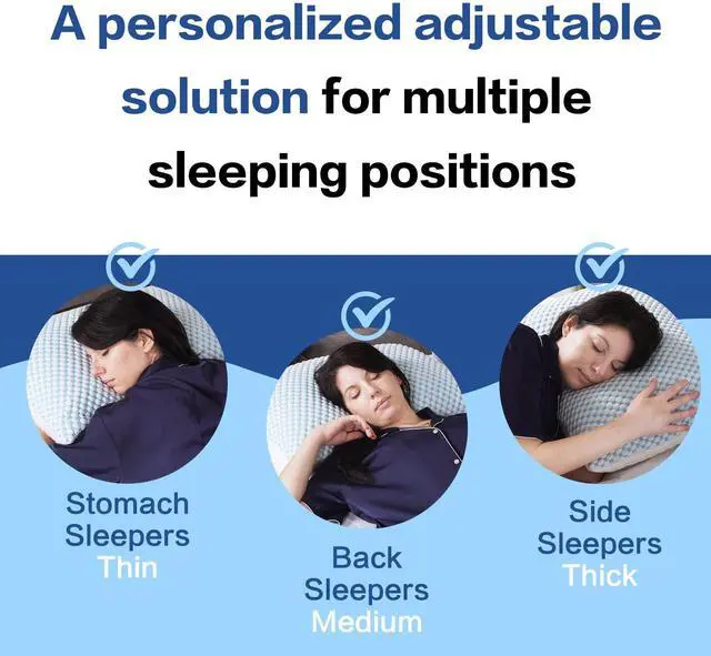 Alt view image 4 of 5 - EASELAND Firm Pillows Shredded Memory Foam with Adjustable Fill - King Size Set of 2, Removable Cooling Cover for Hot Sleepers, Cool Bed Pillow for Side Back Stomach Sleepers