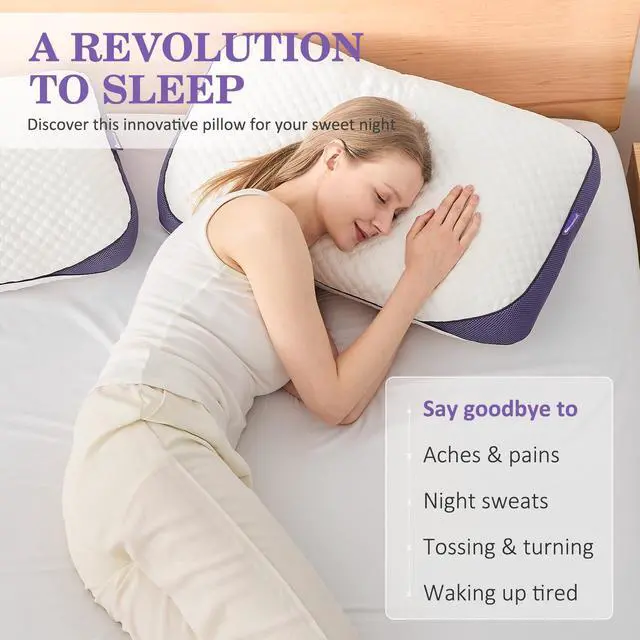 Alt view image 7 of 7 - HOMELAB Adjustable Shredded Memory Foam Pillows King Size, Cooling Bed Pillows for Sleeping with Removable Cover, 2 Packs Medium Pillows for Side Stomach & Back Sleepers, 20"x34"