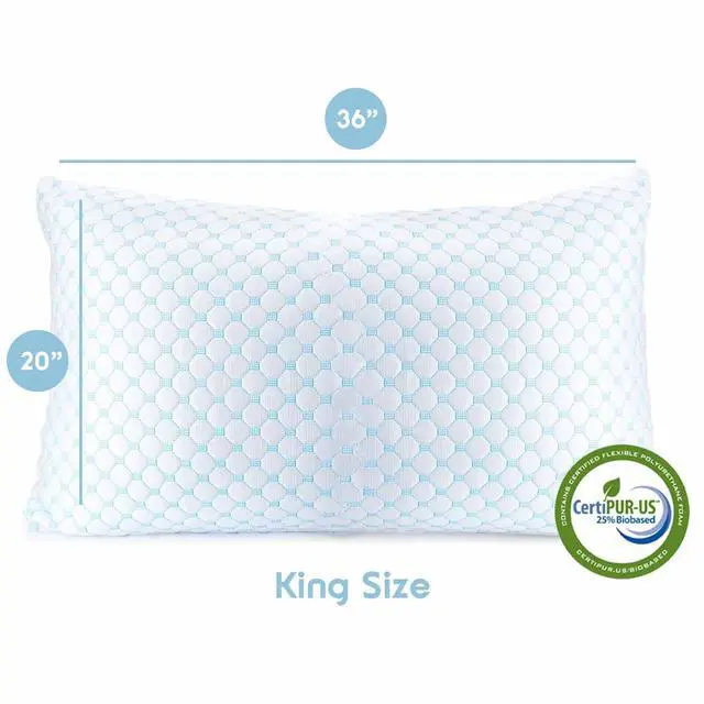 Alt view image 2 of 7 - Nestl King Size Cooling Pillow for Sleeping 2 Pack, Luxury Shredded Memory Foam King Pillow Set of 2, Adjustable Cold Gel Pillows for Hot Sleepers Supportive Cool Pillow for Side Back Stomach Sleepers