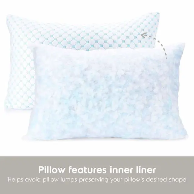 Alt view image 7 of 7 - Nestl King Size Cooling Pillow for Sleeping 2 Pack, Luxury Shredded Memory Foam King Pillow Set of 2, Adjustable Cold Gel Pillows for Hot Sleepers Supportive Cool Pillow for Side Back Stomach Sleepers