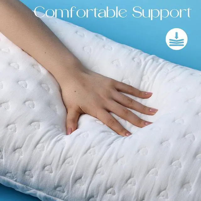 Alt view image 6 of 7 - btasleeep Side Sleeper Pillows for Neck & Shoulder Comfort - Ergonomic Curved Crescent Design, Adjustable Shredded Memory Foam, Cooling & Soft Cover, Extra Fill Included, King Size Pillows Set of 2