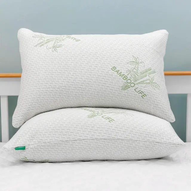 Main image of Elif Queen Size Pillows for Sleeping, Set of 2 Cooling Shredded Memory Foam Pillow with Removable Cover for Back, Stomach & Side Sleepers, Rayon Derived from Bamboo, Queen (2 Pack)