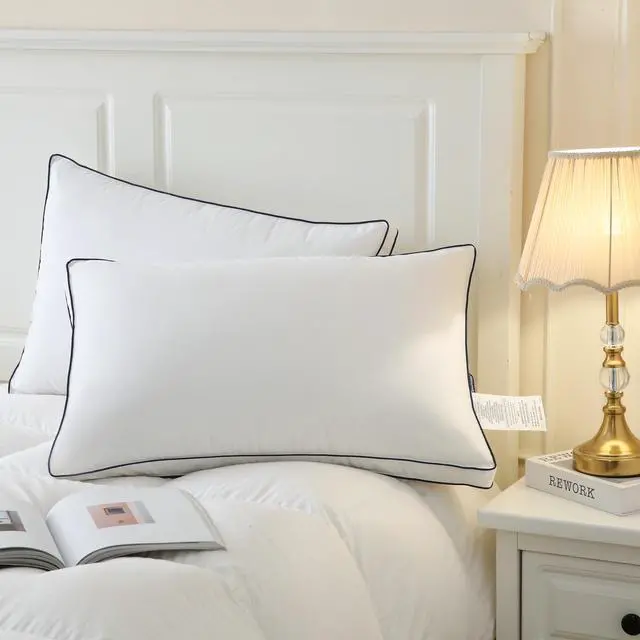Alt view image 6 of 7 - DOWNCOOL Goose Down Bed Pillows King Size Set of 2, Pillow Soft Support for Side, Back or Stomach Sleepers, for Better Sleep Experience, White 20" x 36"