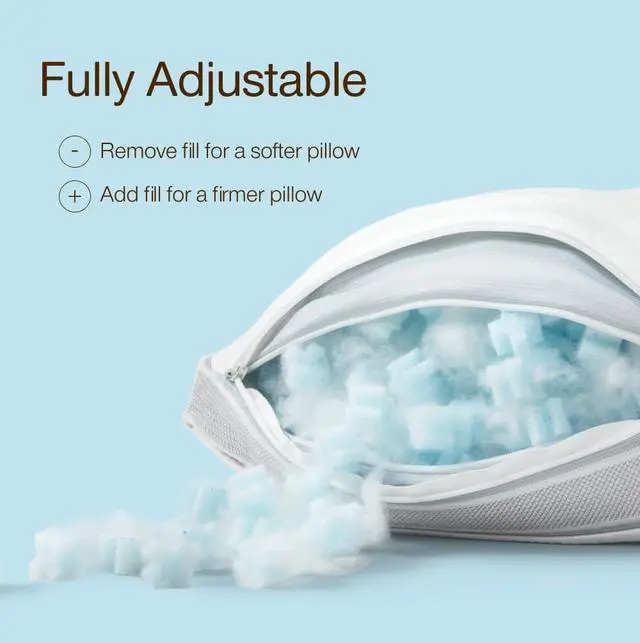 Alt view image 3 of 7 - Coop Home Goods Cool+ Adjustable Cooling Toddler Pillow, 13x19, Cooling Gel Memory Foam Kids Pillow for Ages 2+, Customizable Loft, Breathable, Washable Cover, Childproof Zipper, Small Cooling Pillow