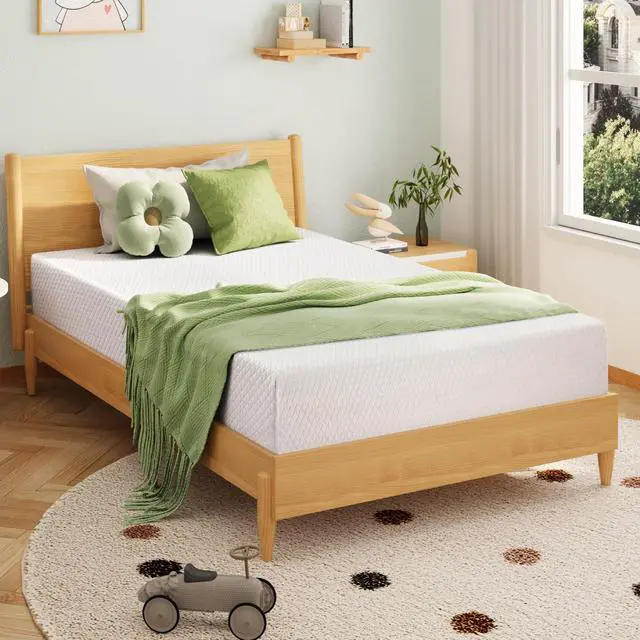 Main image of EGOHOME 6 Inch Twin Mattress for Kids, Memory Foam Mattress with Cooling Green Tea Gel, Relieve Pressure with Medium Firm Support, CertiPUR-US Certified, 75''L x 38''W, White