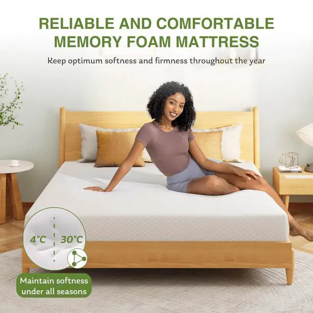 Alt view image 5 of 7 - EGOHOME 6 Inch Twin Mattress for Kids, Memory Foam Mattress with Cooling Green Tea Gel, Relieve Pressure with Medium Firm Support, CertiPUR-US Certified, 75''L x 38''W, White