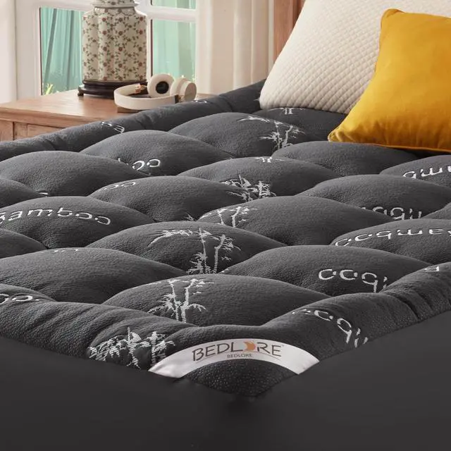 Main image of BEDLORE Queen Mattress Topper Viscose Derived from Bamboo, Thick Pillow Top Mattress Pad with Stretchable Pockets for 6-18 inches Mattress, Soft Mattress Topper for Back Pain Relief(Dark Gray)