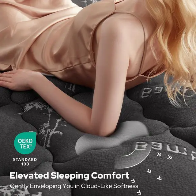 Alt view image 2 of 7 - BEDLORE Queen Mattress Topper Viscose Derived from Bamboo, Thick Pillow Top Mattress Pad with Stretchable Pockets for 6-18 inches Mattress, Soft Mattress Topper for Back Pain Relief(Dark Gray)