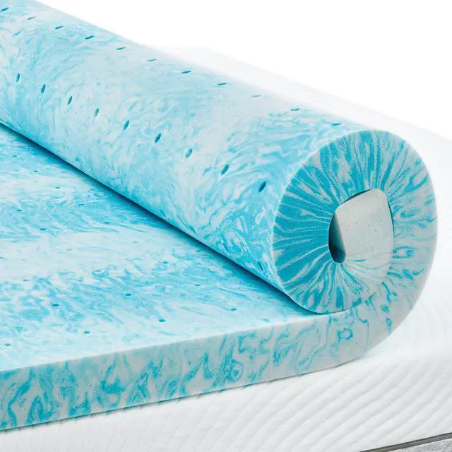 Main image of PERLECARE 3 Inch Queen Memory Foam Mattress Topper, Cooling Gel Infused Mattress Pad, Ventilated Bed Topper for Pressure Relief, Made with CertiPUR-US® Certified Foam, Blue