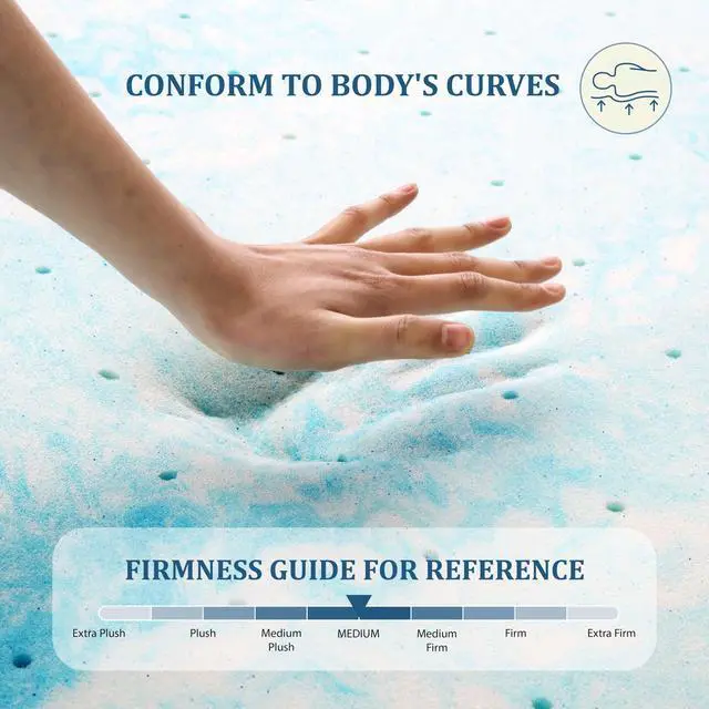 Alt view image 2 of 7 - EGO Topper 4 Inch Queen Memory Foam Mattress Topper, Gel Foam Mattress Topper for Pressure Relief, Ventilated Design Bed Topper in a Box, CertiPUR-US Certified, 60"×80", Medium
