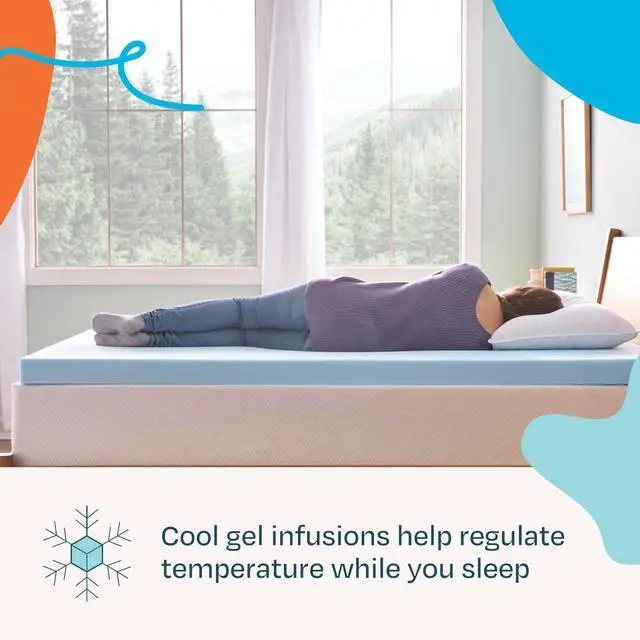 Alt view image 2 of 7 - Linenspa Memory Foam Mattress Topper, Twin XL Size - 3 Inch Gel Infused Memory Foam - Plush Feel - Cooling and Pressure Relieving - CertiPUR Certified - Dorm Room Essentials