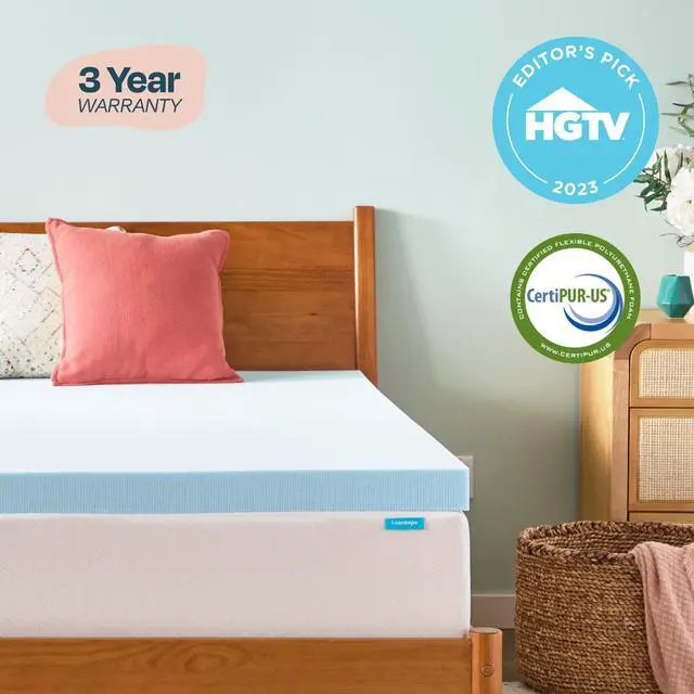 Alt view image 5 of 7 - Linenspa Memory Foam Mattress Topper, Twin XL Size - 3 Inch Gel Infused Memory Foam - Plush Feel - Cooling and Pressure Relieving - CertiPUR Certified - Dorm Room Essentials