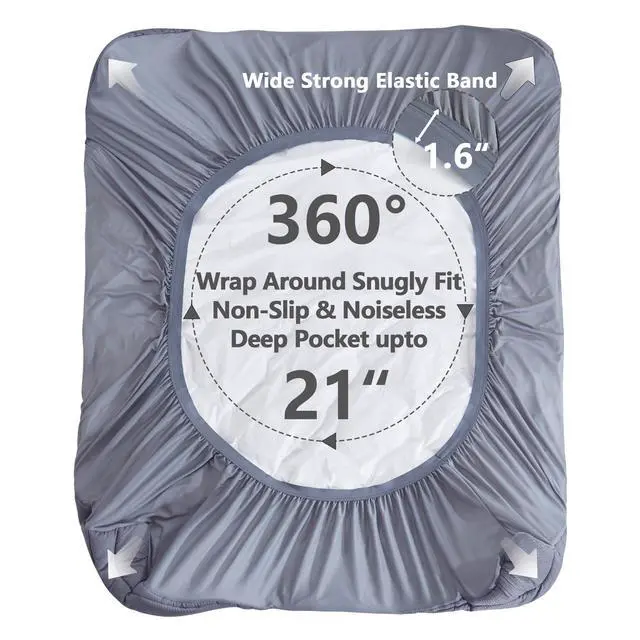 Alt view image 5 of 6 - ELVEN HOME King Size Mattress Pad Waterproof, Cooling Mattress Topper Noiseless, Leak Proof Mattress Protector Deep Pocket Washable, Quilted Fitted Soft King Mattress Pad Cover (78x80 inch, Grey)
