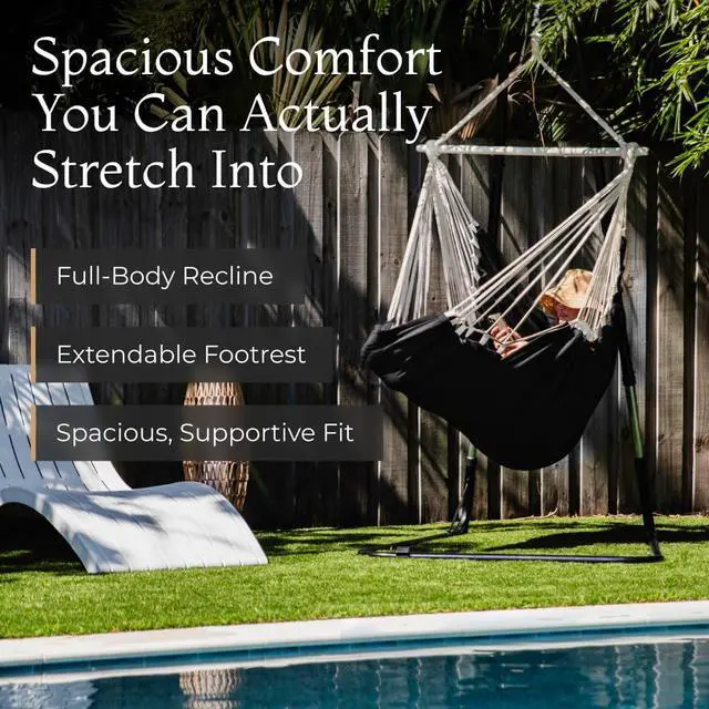 Alt view image 2 of 7 - Hanging Hammock Chair Swing Hanging Chair Outdoor & Indoor - Hammock Swing Chair Quick & Easy Setup with Hardware Kit Durable & Spacious Full Body Support Holds 440 Lbs