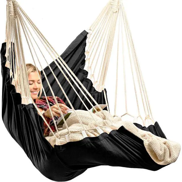 Main image of Hanging Hammock Chair Swing Hanging Chair Outdoor & Indoor - Hammock Swing Chair Quick & Easy Setup with Hardware Kit Durable & Spacious Full Body Support Holds 440 Lbs