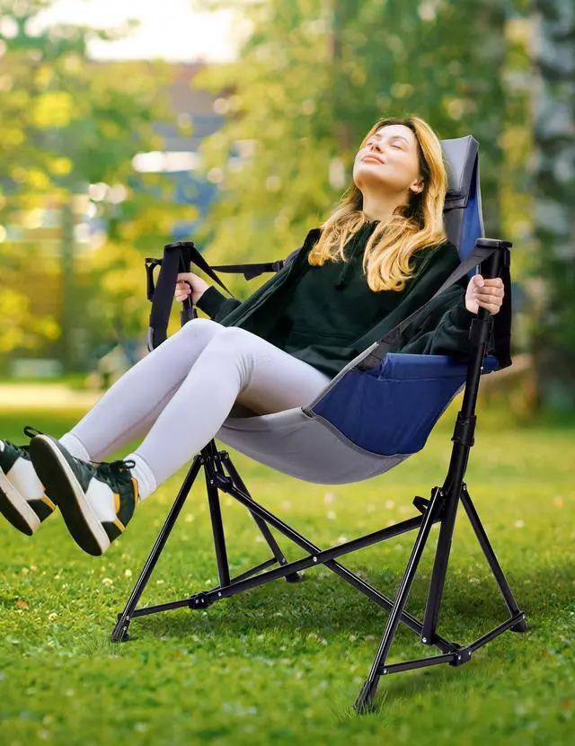 Main image of Docusvect Hammock Camping Chair - 3 Heights Portable Hammock Chair Camping with Adjustable Backrest, Headrest, Padded Seat, Cup Holder - 450 LBS Heavy Duty