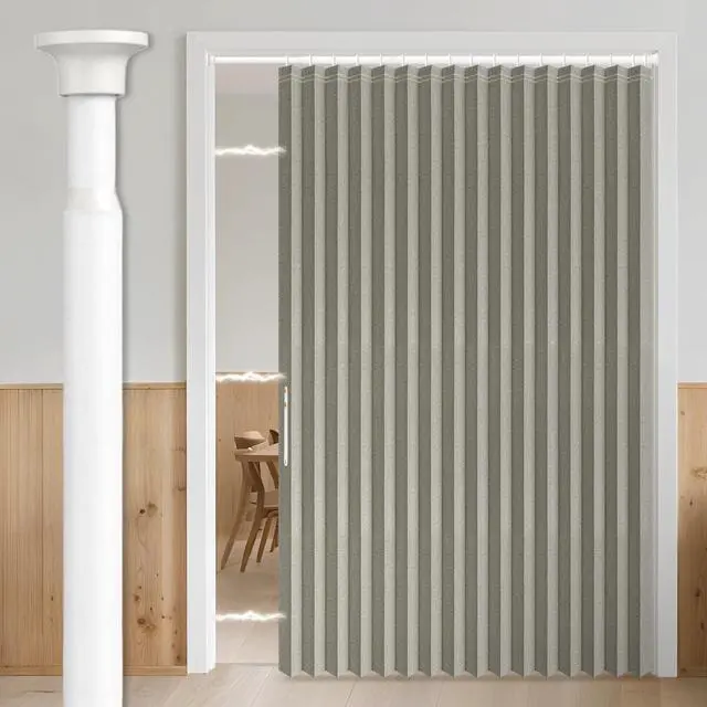 Alt view image 6 of 7 - AJAZZ Blackout Accordion Door Curtain with Curtain Rods Included Invisible Accordion Doors Interior for Bedroom Living Room Doorway Curtain Sets (1 Pack, 72 W x 78 L, Grey)
