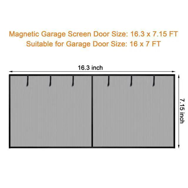 Alt view image 2 of 7 - Sunolga 18x8 FT Garage Door Screen Heavy Duty Roll Up Reinforced Polyester for 2 Car