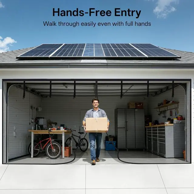Alt view image 5 of 7 - Sunolga 18x8 FT Garage Door Screen Heavy Duty Roll Up Reinforced Polyester for 2 Car