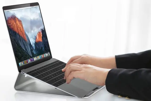 Alt view image 4 of 7 - Mount-It! Tilted Laptop Riser for MacBook and iPad Pro - Ergonomic Laptop and Tablet Wedge - Notebook Cooling Stand for MacBook Pro, Chromebook, iPad Pro, Drawing Tablets with 11"-15" Screens