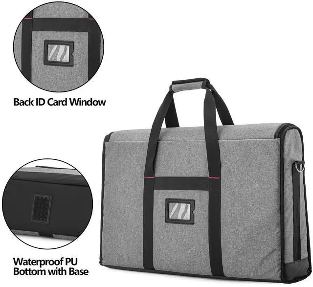 Alt view image 4 of 7 - Trunab Monitor Carrying Case 24 Inch Padded Travel Bag Hold Up to 2 LCD Screens/TVs, Not Compatible with iMac, with Accessories Pocket, Shoulder Strap, PU Bottom, Grey