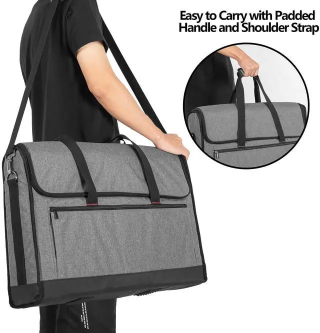 Alt view image 5 of 7 - Trunab Monitor Carrying Case 24 Inch Padded Travel Bag Hold Up to 2 LCD Screens/TVs, Not Compatible with iMac, with Accessories Pocket, Shoulder Strap, PU Bottom, Grey