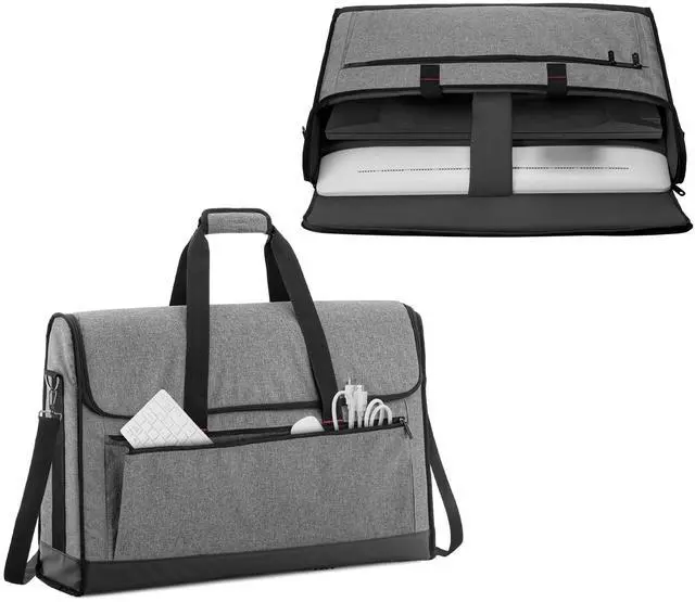 Main image of Trunab Monitor Carrying Case 24 Inch Padded Travel Bag Hold Up to 2 LCD Screens/TVs, Not Compatible with iMac, with Accessories Pocket, Shoulder Strap, PU Bottom, Grey