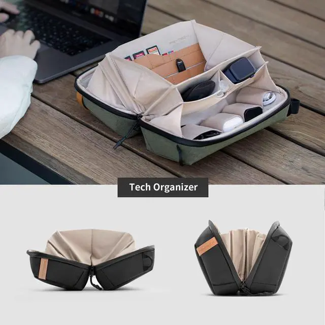 Alt view image 3 of 7 - PGYTECH Travel Tech Organizer, Waterproof Tech Bag, Electronics Accessories Organizer Travel Carrying Case, Organizer Bag for Cord, Phone Batteries, Charger,Photography SD Card, Green