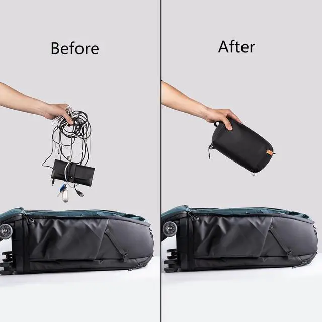 Alt view image 5 of 7 - PGYTECH Travel Tech Organizer, Waterproof Tech Bag, Electronics Accessories Organizer Travel Carrying Case, Organizer Bag for Cord, Phone Batteries, Charger,Photography SD Card, Green