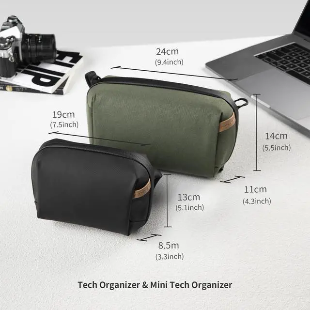 Alt view image 6 of 7 - PGYTECH Travel Tech Organizer, Waterproof Tech Bag, Electronics Accessories Organizer Travel Carrying Case, Organizer Bag for Cord, Phone Batteries, Charger,Photography SD Card, Green