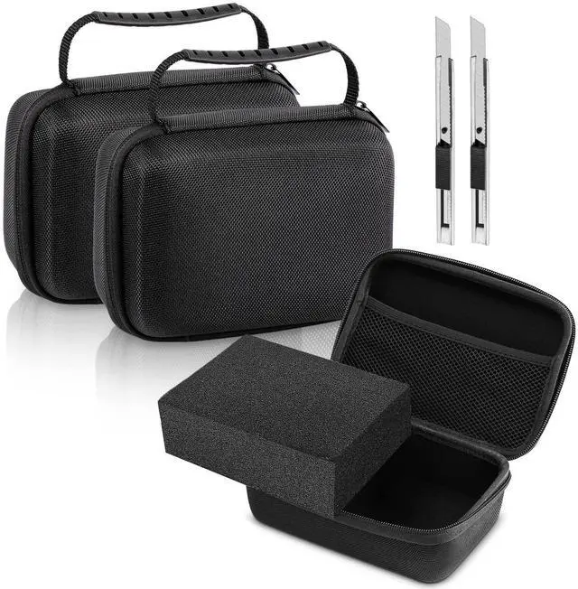 Main image of Relaxweex 2 Sets EVA Hard Case with Customizable Foam 13.5 x 9.8 x 5.5 Inch Protective EVA Carrying Case Shockproof Outdoor for Camera, Digital Products, Electronic Instruments with Knife, Black