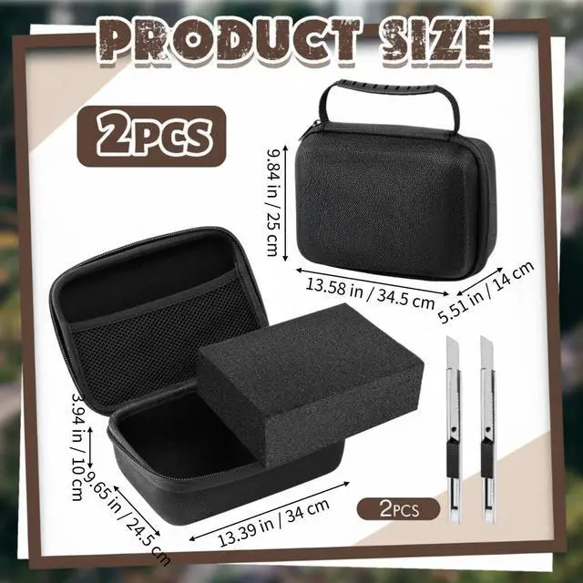 Alt view image 2 of 7 - Relaxweex 2 Sets EVA Hard Case with Customizable Foam 13.5 x 9.8 x 5.5 Inch Protective EVA Carrying Case Shockproof Outdoor for Camera, Digital Products, Electronic Instruments with Knife, Black