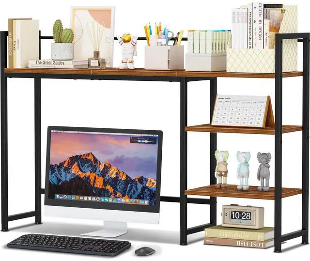 Main image of Snughome Desk Shelf, 44.9" Large Desktop Organizer Shelf, Desk Hutch for Computer Monitor, 4 Tier Desk Top Display Rack, Wood Desktop Bookshelf Storage Rack for Home Office Dorm